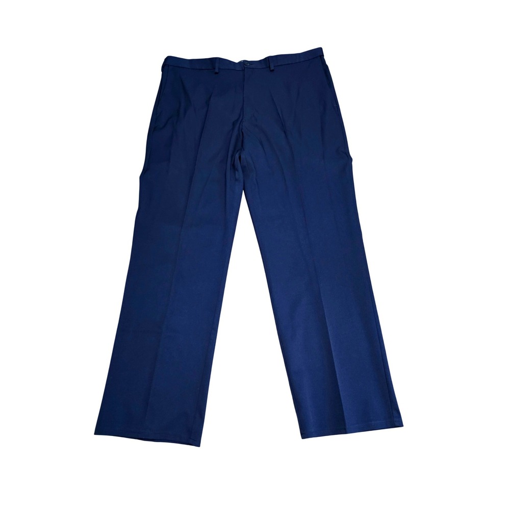Haggar Cool Right Performance Flex Navy Blue Dress Pants Mens 42x32 Straight Leg